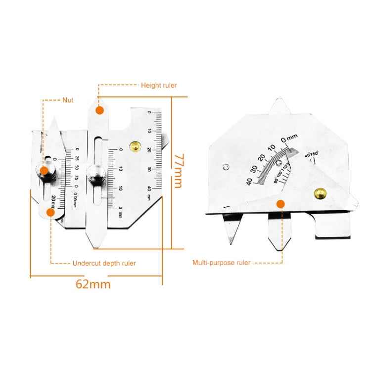 HJC40 Stainless Steel Welding Inspection Gauge Measuring Ruler