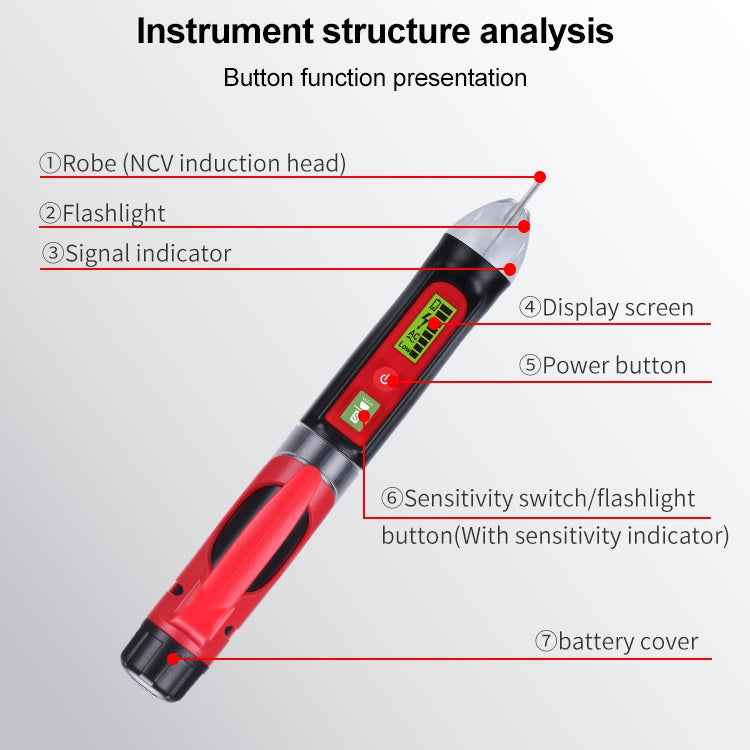 WINTACT WT3010 LED AC Voltage Tester Non-Contact Detector Pen 12-1000V AC Voltage Detector