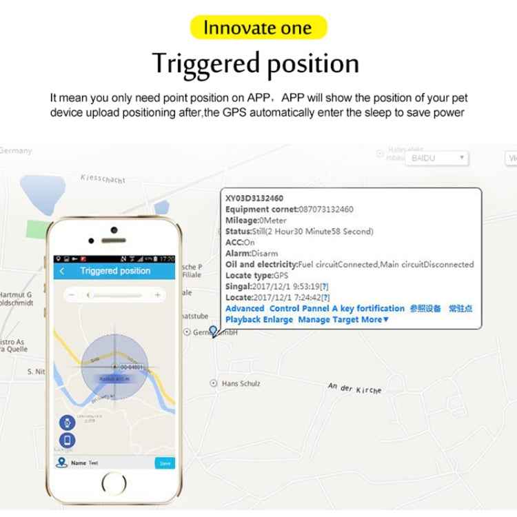 TK200 2G IP67 Waterproof GPS / GPRS / GSM Personal / Goods / Pet / Bag Locator Pet Collar Real-time Tracking Device