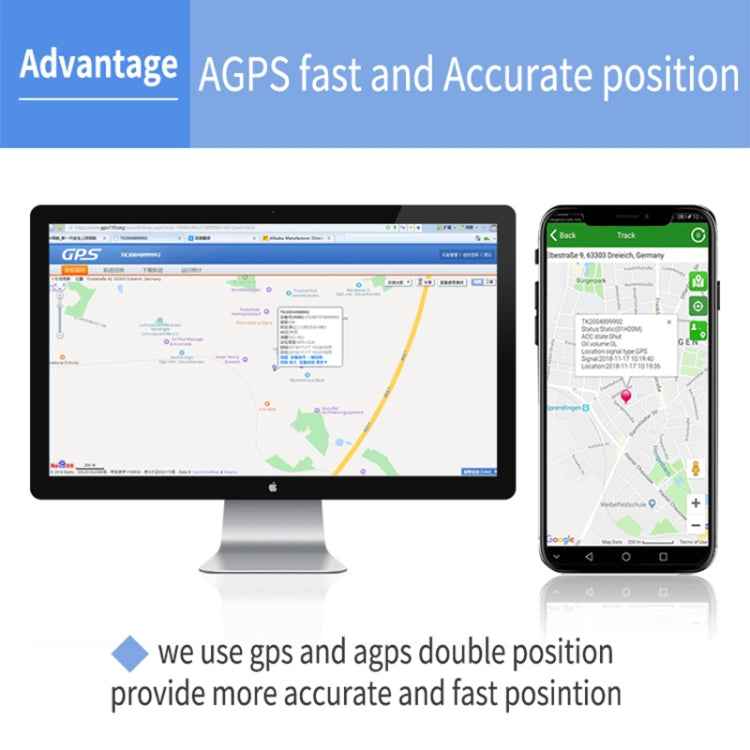 TK202A 2G Car Truck Vehicle Tracking GSM GPRS GPS Tracker Support AGPS, Battery Capacity: 6500MA