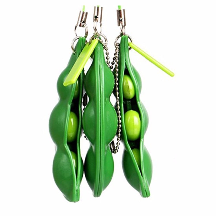 3 PCS Creative Extrusion Pea Soybean Stress Relief Toy Key Pendant, Random Expression Delivery, Extrusion Pea