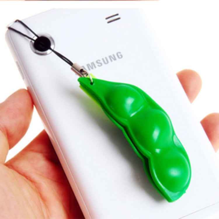 3 PCS Creative Extrusion Pea Soybean Stress Relief Toy Key Pendant, Random Expression Delivery