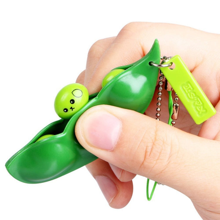 3 PCS Creative Extrusion Pea Soybean Stress Relief Toy Key Pendant, Random Expression Delivery, Extrusion Pea