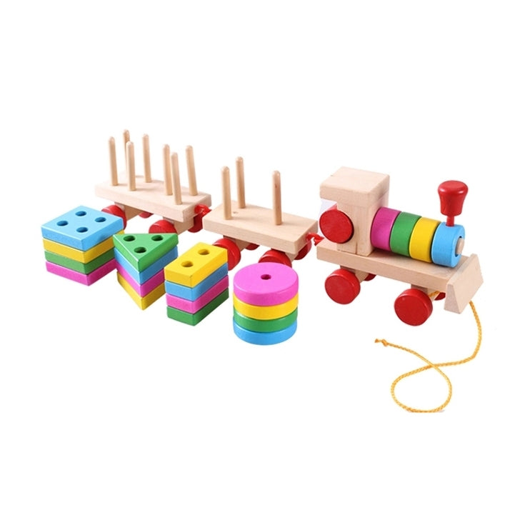 Wooden Train Shape Building Blocks Toy Baby Early Learning Training Toy, Train Shape