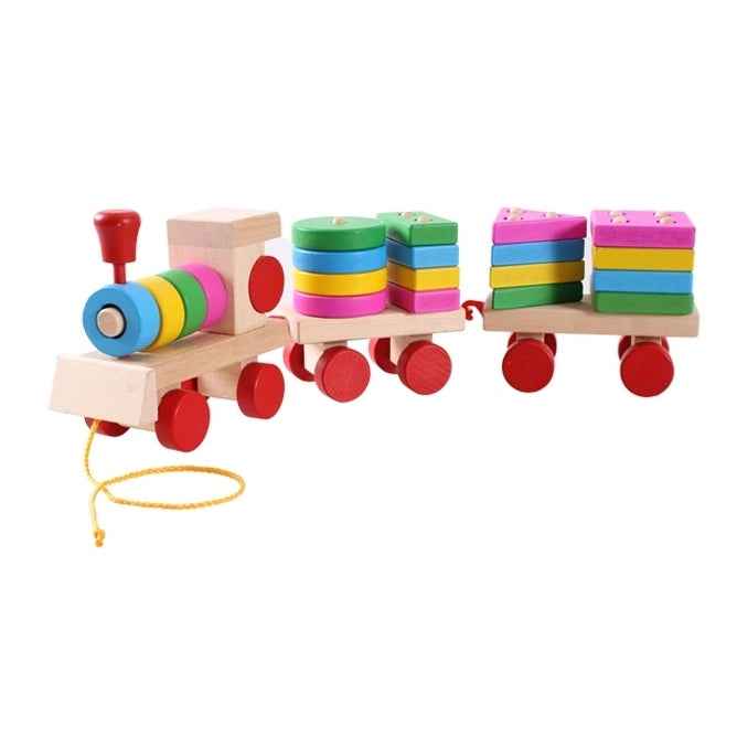 Wooden Train Shape Building Blocks Toy Baby Early Learning Training Toy