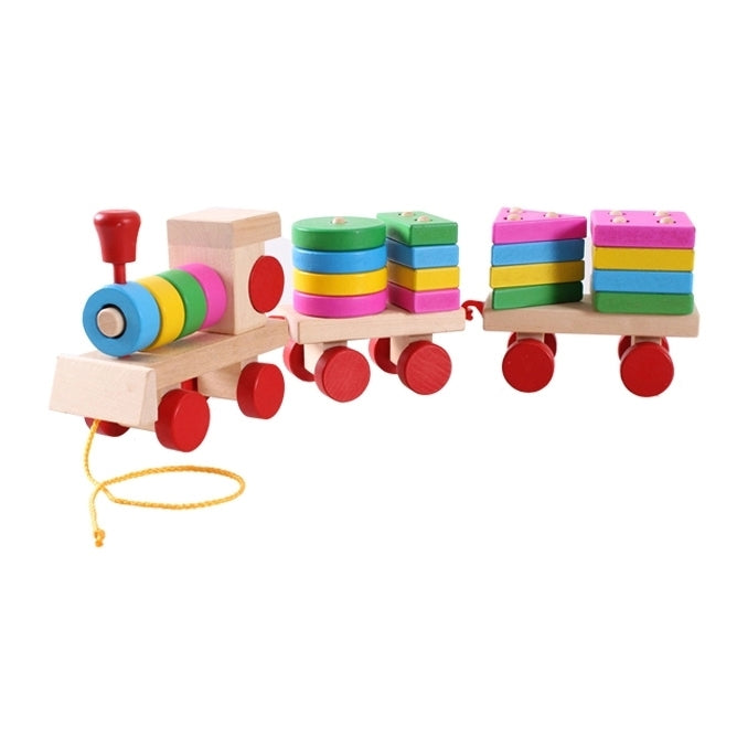 Wooden Train Shape Building Blocks Toy Baby Early Learning Training Toy, Train Shape