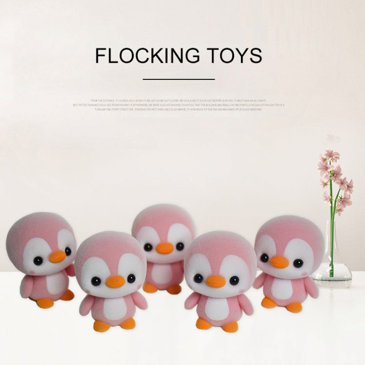 Little Cute PVC Flocking Animal Penguin Dolls Birthday Gift Kids Toy, Size: 4*4*5.5cm, Pink Penguin, Blue Penguin