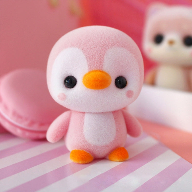Little Cute PVC Flocking Animal Penguin Dolls Birthday Gift Kids Toy, Size: 4*4*5.5cm, Pink Penguin, Blue Penguin
