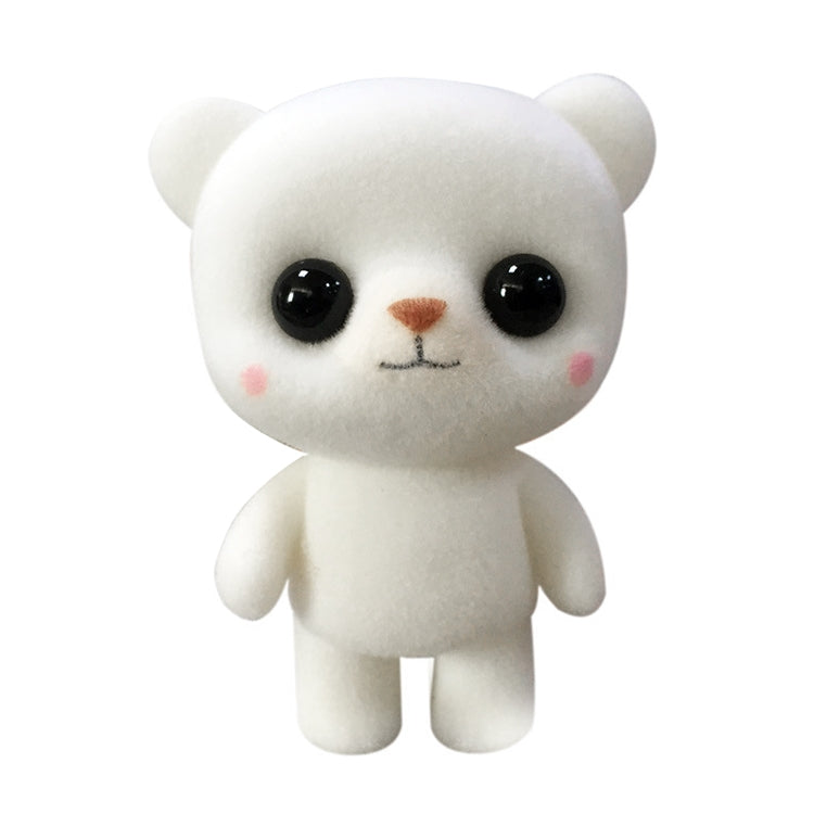 Little Cute PVC Flocking Animal Bear Dolls Creative Gift Kids Toy, Size: 5.5*3.8*6.3cm, White Bear