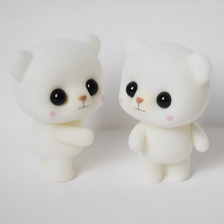 Little Cute PVC Flocking Animal Bear Dolls Creative Gift Kids Toy, Size: 5.5*3.8*6.3cm, White Bear