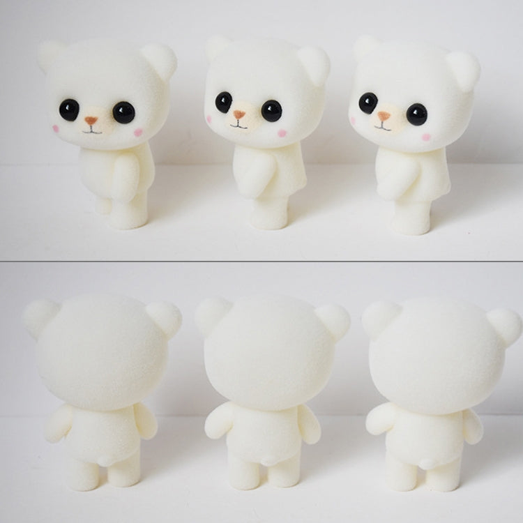 Little Cute PVC Flocking Animal Bear Dolls Creative Gift Kids Toy, Size: 5.5*3.8*6.3cm, White Bear