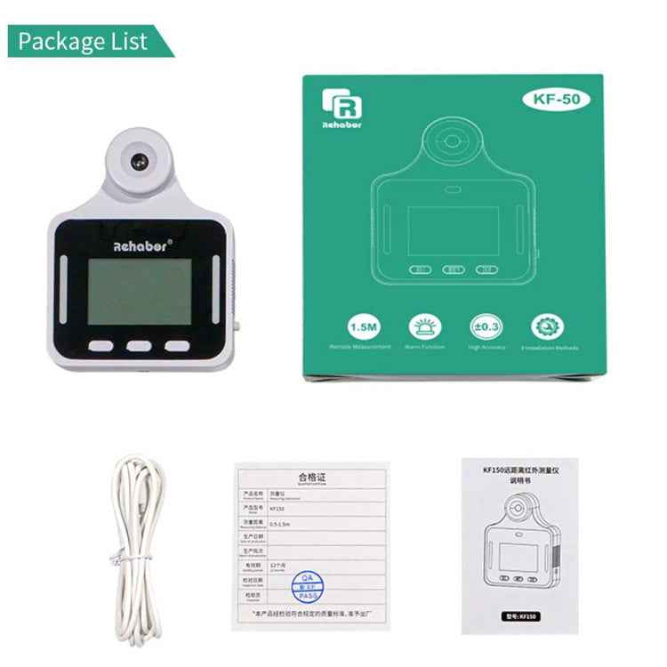KF150 Long-distance Handsfree Non-contact Forehead Body Light-sensitive Distance Sensor Infrared Thermometer, 2.8 inch LCD Display Screen