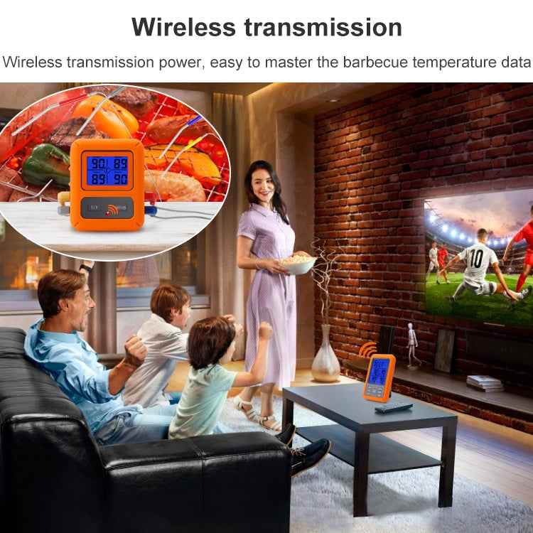 TS-TP40-B Kitchen Food Wireless Four Probe Thermometer, Probe is Non-waterproof