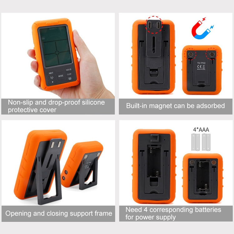 TS-TP40-A Kitchen Food Wireless Four Probe Thermometer, Probe is Waterproof