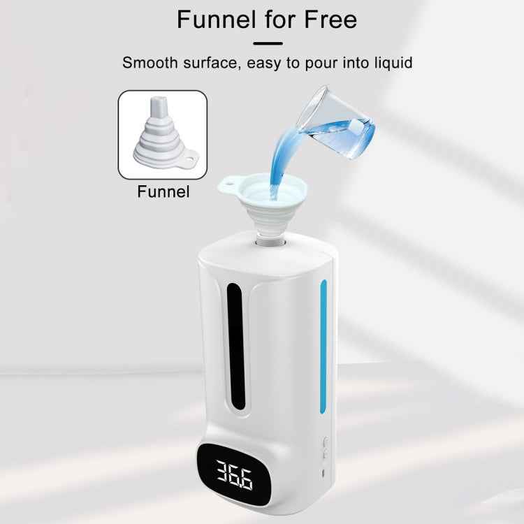 K9 Pro Plus Handsfree Non-contact Body Thermometer + 1000ml Automatic Non-contact Liquid Soap Dispenser with Base Mount, 15 Languages Voice Broadcast