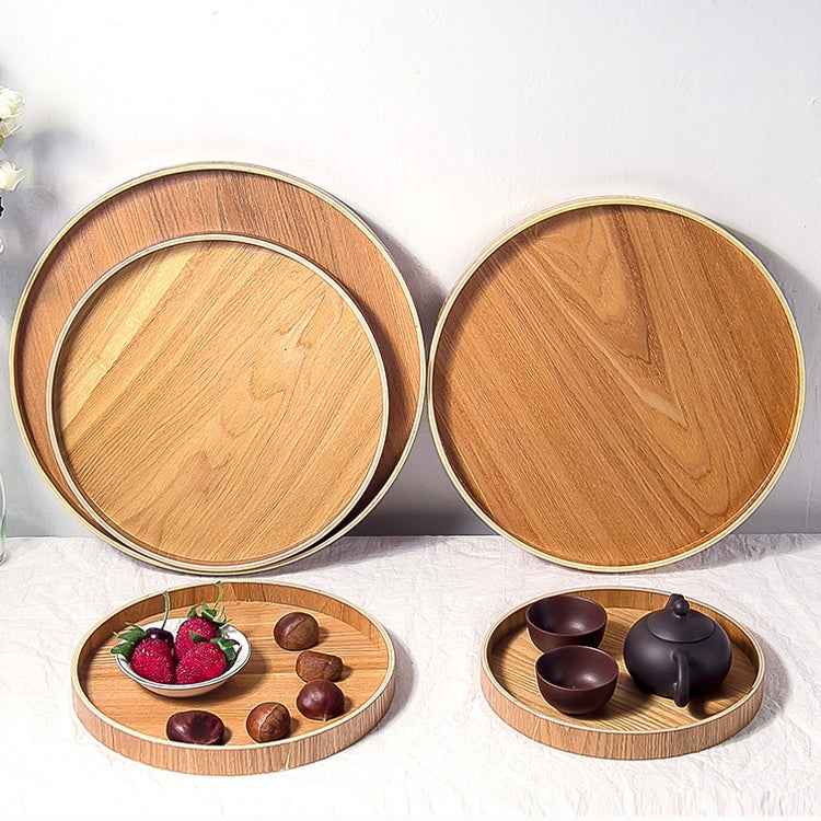 Creative Round Solid Wood Tea Tray Hotel Wooden Tay Storage Tray, Diameter: 30cm