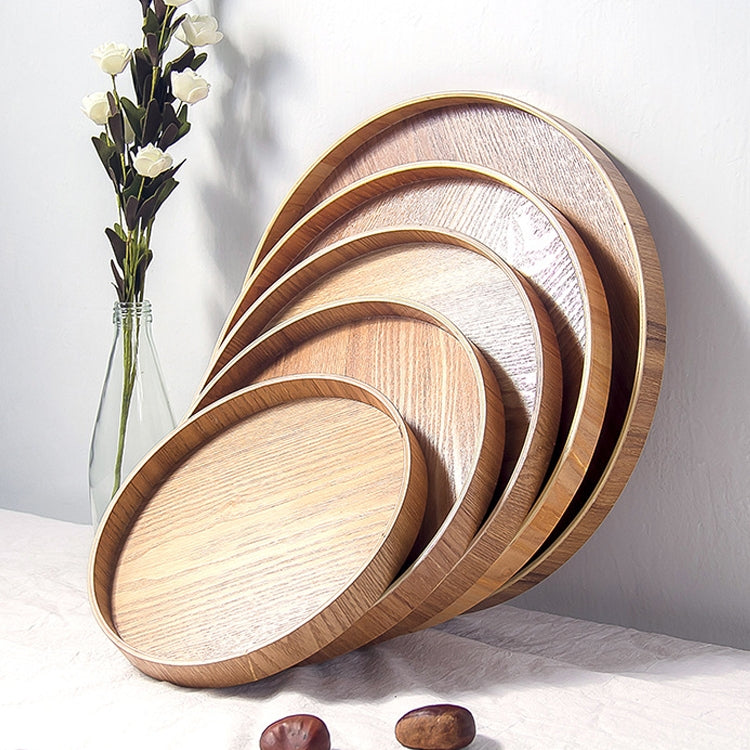 Creative Round Solid Wood Tea Tray Hotel Wooden Tay Storage Tray, Diameter: 33cm
