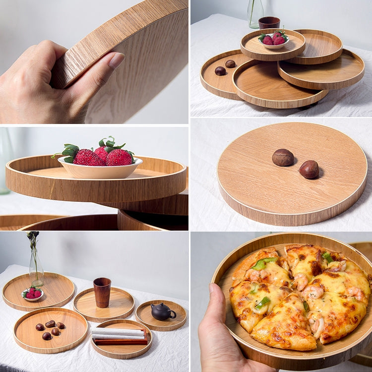 Creative Round Solid Wood Tea Tray Hotel Wooden Tay Storage Tray, Diameter: 33cm