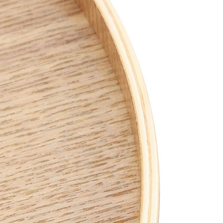 Creative Round Solid Wood Tea Tray Hotel Wooden Tay Storage Tray, Diameter: 37.5cm, Wood Color, Diameter: 37.5cm