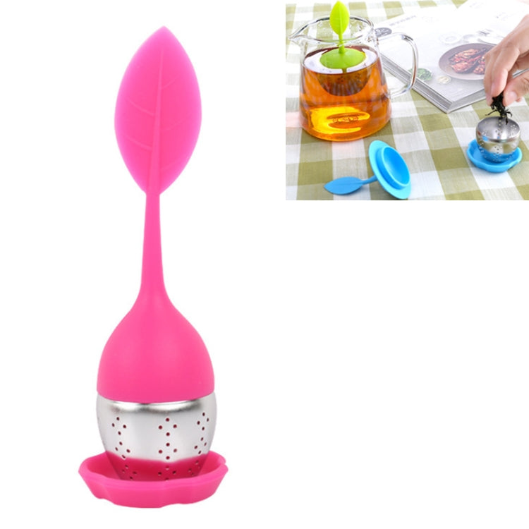 Stainless Steel Leaf Shape Silicone Tea Bag Tea Strainers, Red, Rose Red, Baby Blue