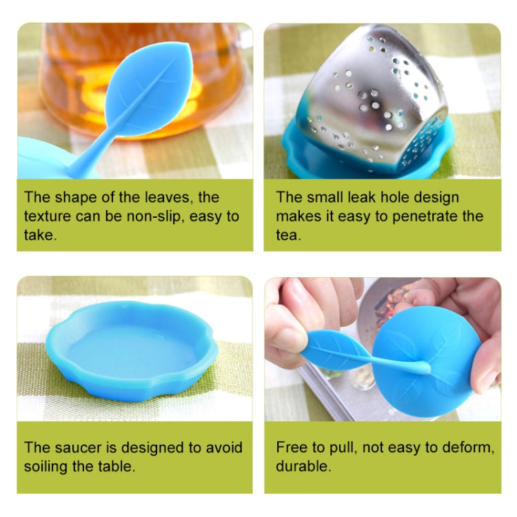 Stainless Steel Leaf Shape Silicone Tea Bag Tea Strainers, Red, Rose Red, Baby Blue