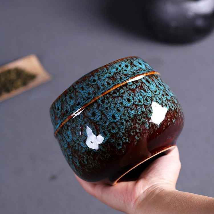 Kiln Transmutation Ceramic Mini Tea Pot Storage Moisture-proof Can Sealed Tea Tank