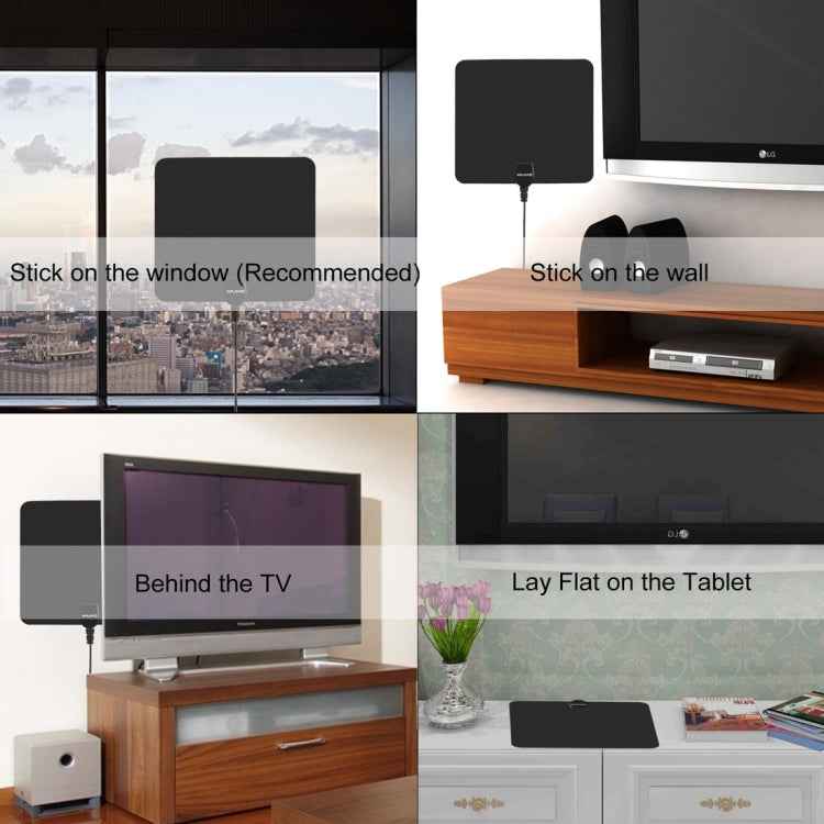 Ultra-thin Indoor HD Digital TV Antenna with 50 Miles Long Range Amplifier