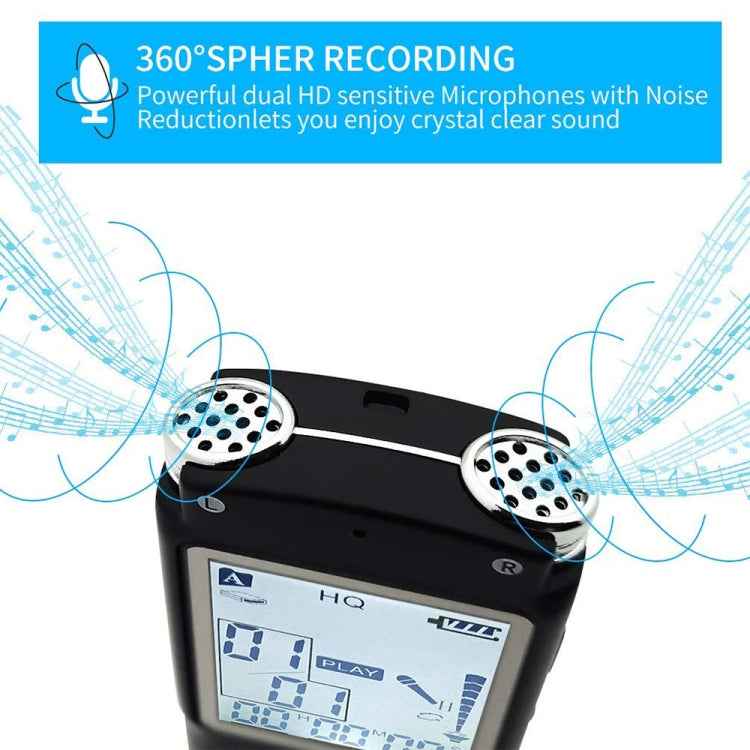 T60 Monochrome Screen HD Noise Reduction Digital Voice Recorder, 16G, Support MP3 / WAV Format