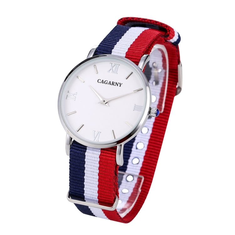 CAGARNY 6813 Concise Style Ultra Thin Quartz Wrist Watch with Striped Nylon Band for Women, CAGARNY 6813