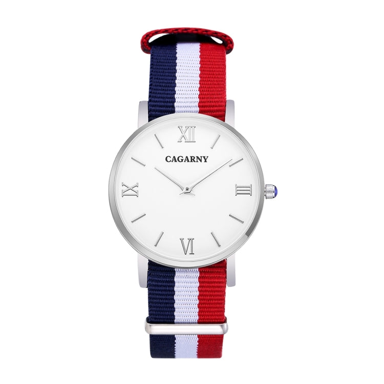 CAGARNY 6813 Concise Style Ultra Thin Quartz Wrist Watch with Striped Nylon Band for Women, CAGARNY 6813