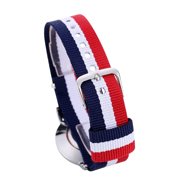 CAGARNY 6813 Concise Style Ultra Thin Quartz Wrist Watch with Striped Nylon Band for Women, CAGARNY 6813