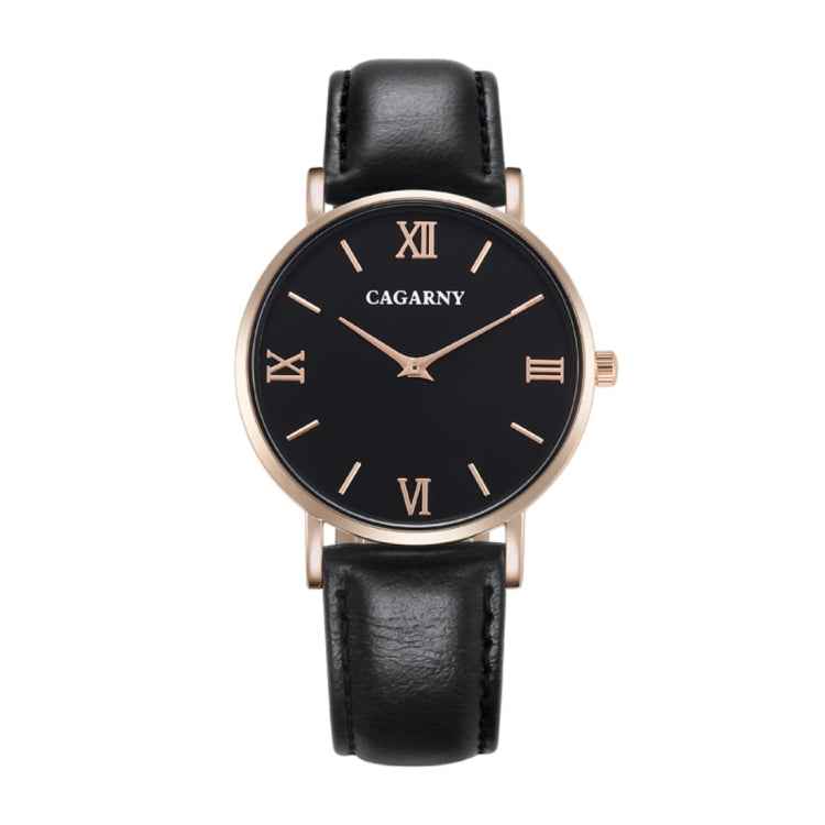 CAGARNY 6812 Round Dial Alloy Case Fashion Men Quartz Watch with PU Leather Band, CAGARNY 6812 Quartz Wristwatch (Black)