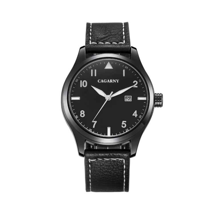 CAGARNY 6862 Round Dial Alloy Case Fashion Men Quartz Watch with PU Leather Band