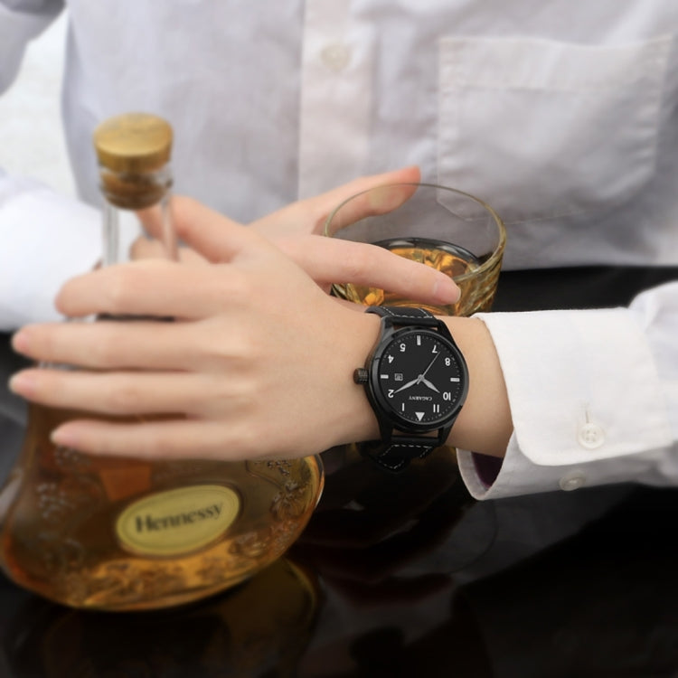 CAGARNY 6862 Round Dial Alloy Case Fashion Men Quartz Watch with PU Leather Band, CAGARNY 6862 Quartz Wristwatch (Black)