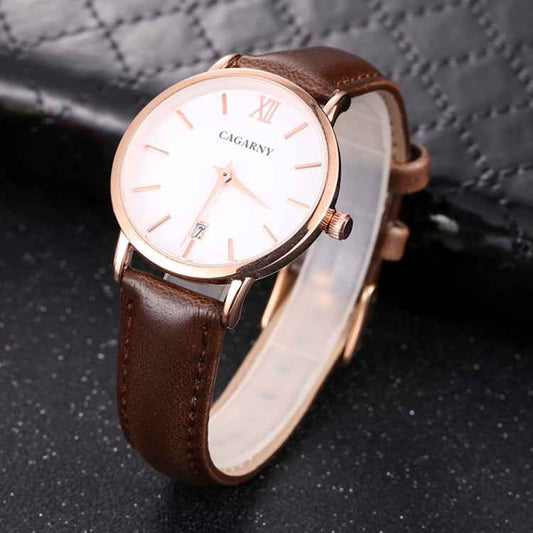 CAGARNY 6879 Fashion imported Quartz Wrist Watch with Leather Band