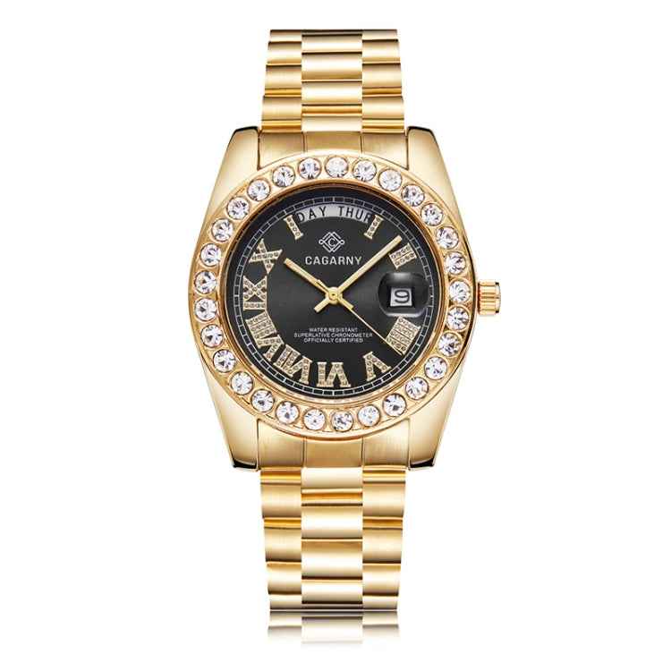CAGARNY 6866 Fashion Life Waterproof Gold Steel Band Quartz Watch