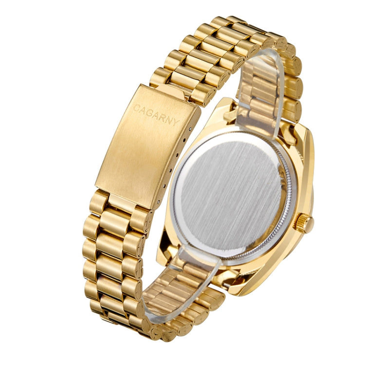 CAGARNY 6866 Fashion Life Waterproof Gold Steel Band Quartz Watch, Gold Steel Band
