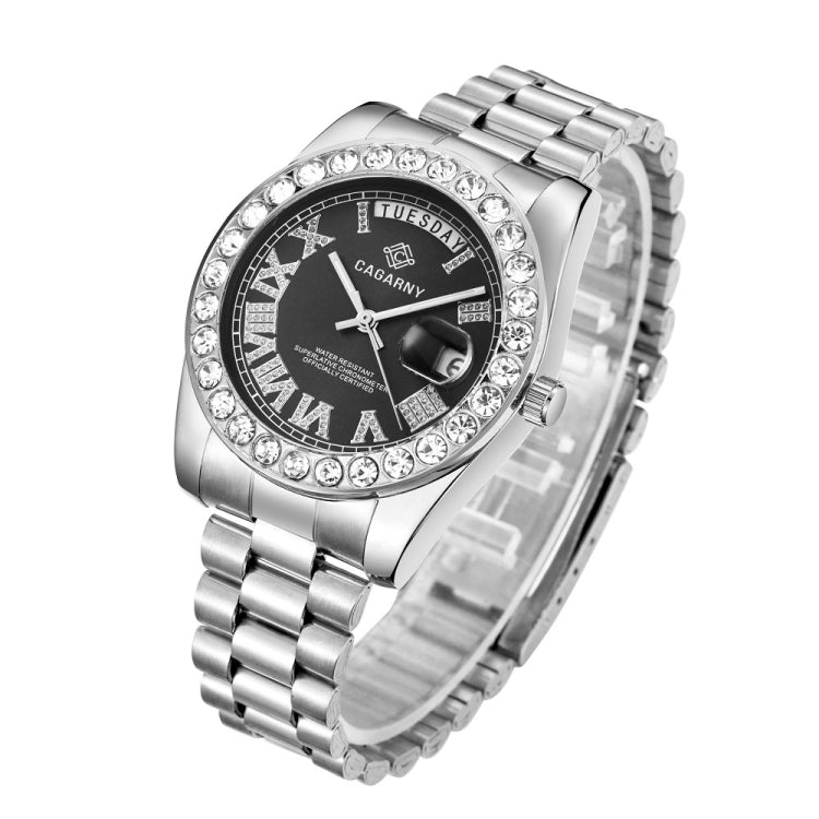 CAGARNY 6866 Fashion Life Waterproof Silver Steel Band Quartz Watch, Silver Steel Band