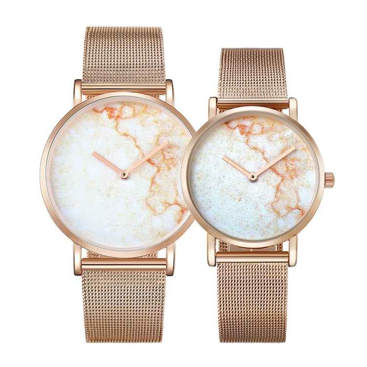 CAGARNY 6812 Round Dial Alloy Gold Case Fashion Couple Watch Men & Women Lover Quartz Watches with Stainless Steel Band