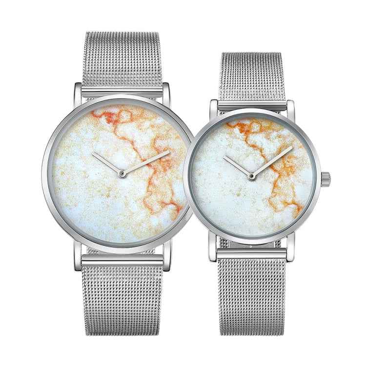 CAGARNY 6812 Round Dial Alloy Silver Case Fashion Couple Watch Men & Women Lover Quartz Watches with Stainless Steel Band
