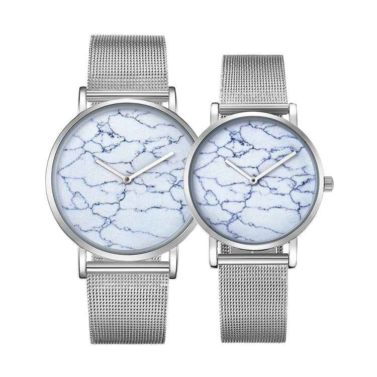 CAGARNY 6812 Round Dial Alloy Silver Case Fashion Couple Watch Men & Women Lover Quartz Watches with Stainless Steel Band