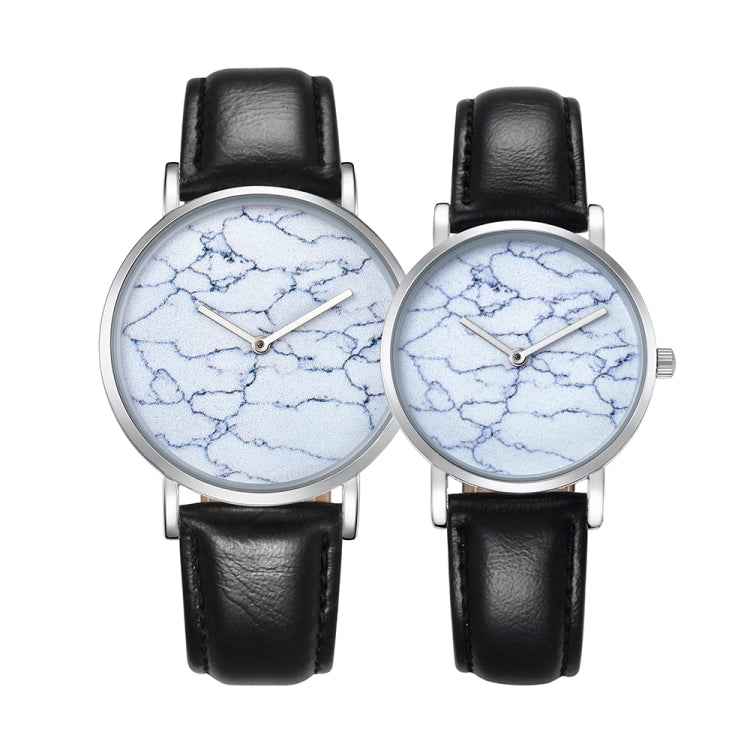 CAGARNY 6812 Round Dial Alloy Silver Case Fashion Couple Watch Men & Women Lover Quartz Watches with PU Leather Band