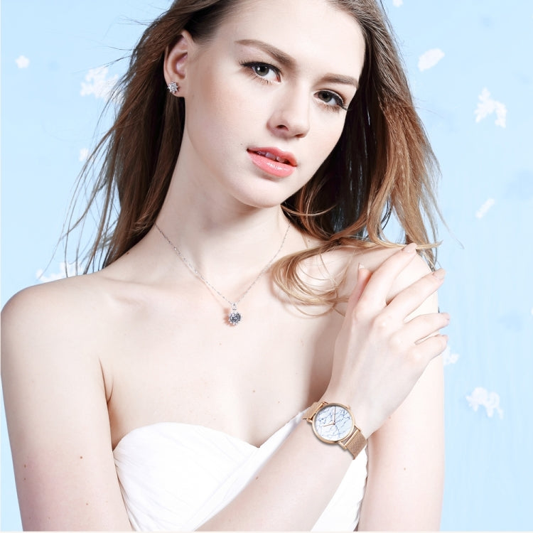 CAGARNY 6812 Round Dial Alloy Gold Case Fashion Women Watch Quartz Watches with Stainless Steel Band