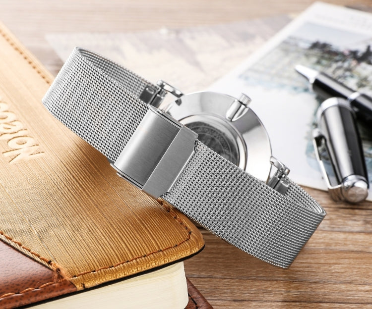 CAGARNY 6812 Round Dial Alloy Silver Case Fashion Men Watch Quartz Watches with Stainless Steel Band, WA0736A, WA0736C, WA0736D