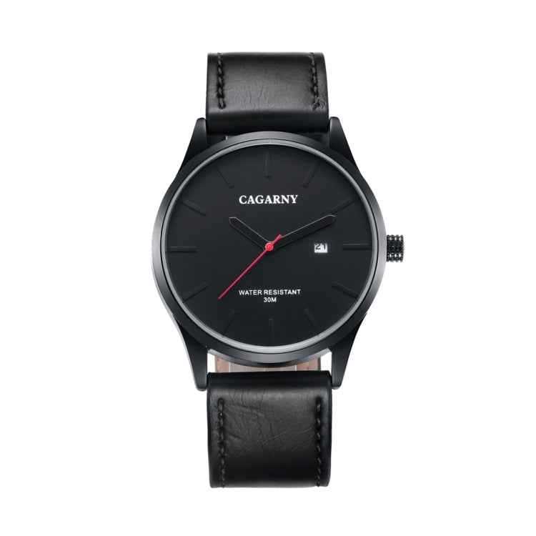 CAGARNY 6865 Fashion Dual Quartz Movement Wrist Watch with Genuine Leather Band