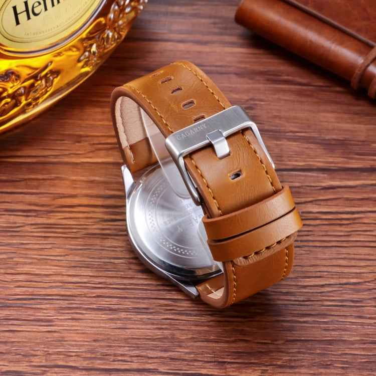 CAGARNY 6865 Fashion Dual Quartz Movement Wrist Watch with Genuine Leather Band