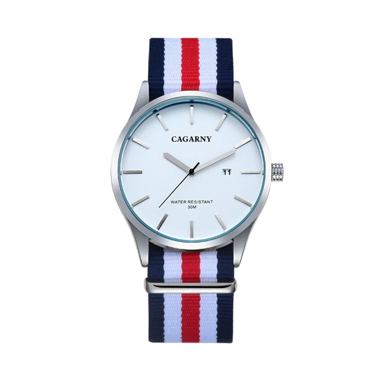 CAGARNY 6865 Concise Style Ultra Thin Waterproof Quartz Wrist Watch with Striped Nylon Band, CAGARNY 6865