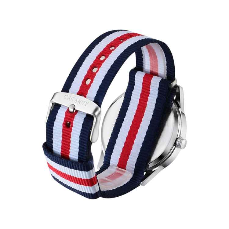 CAGARNY 6865 Concise Style Ultra Thin Waterproof Quartz Wrist Watch with Striped Nylon Band