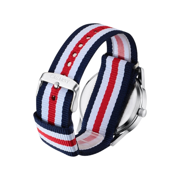 CAGARNY 6865 Concise Style Ultra Thin Waterproof Quartz Wrist Watch with Striped Nylon Band, CAGARNY 6865