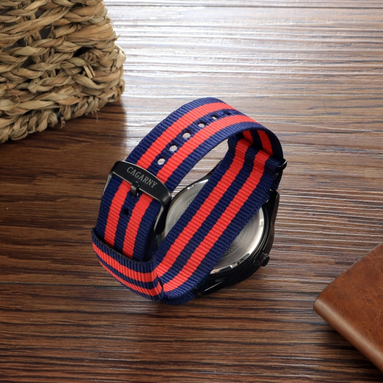 CAGARNY 6859 Concise Style Ultra Thin Waterproof Quartz Wrist Watch with Striped Nylon Band, CAGARNY 6859